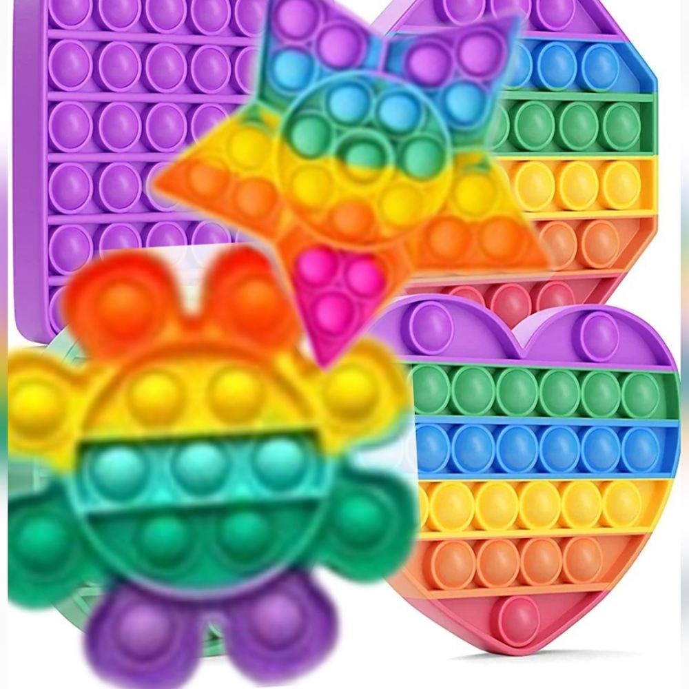 6 Pop It Fidget Toy Set, Pop it Fidget Toy Set OF 6 Different Shapes/Colors